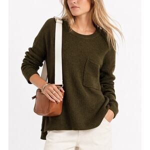 Madewell Pocket Pullover Sweater Olive Green AA782 Size S